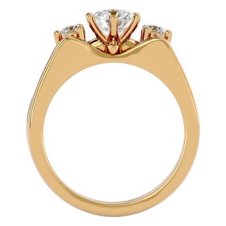 3/4 Carat Moissanite Solitaire Ring In 14 Karat Yellow Gold