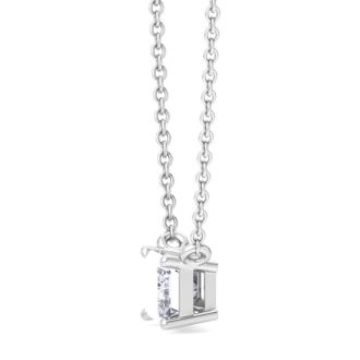 3/4 Carat Emerald Cut Lab Grown Diamond Solitaire Necklace In 14 Karat White Gold