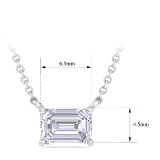 3/4 Carat Emerald Cut Lab Grown Diamond Solitaire Necklace In 14 Karat White Gold