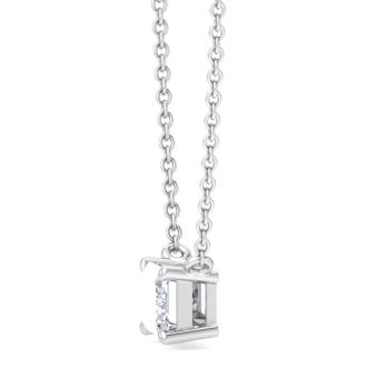 1 Carat Emerald Cut Lab Grown Diamond Solitaire Necklace In 14 Karat White Gold