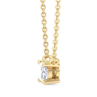 1/2 Carat Oval Shape Lab Grown Diamond Solitaire Necklace In 14 Karat Yellow Gold