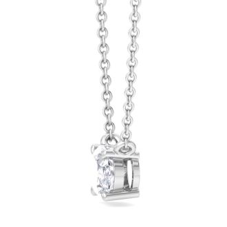 1 Carat Oval Shape Lab Grown Diamond Solitaire Necklace In 14 Karat White Gold