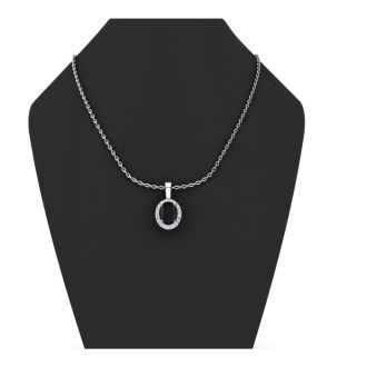 1 Carat Oval Shape Black Onyx and Halo Diamond Necklace In Sterling Silver With 18 Inch Chain