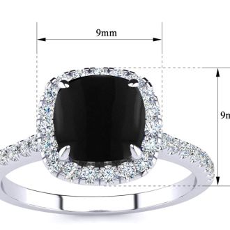 Black onyx cushion cut sale ring