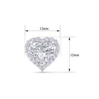 4 1/2 Carat Heart Shape Halo Lab Grown Diamond Stud Earrings In 14 Karat White Gold