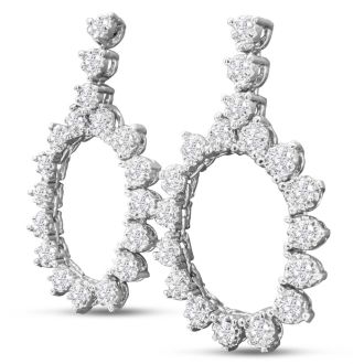 1 3/4 Carat Diamond Drop Earrings In 14 Karat White Gold