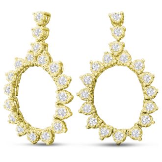 1 3/4 Carat Diamond Drop Earrings In 14 Karat Yellow Gold