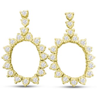 1 3/4 Carat Diamond Drop Earrings In 14 Karat Yellow Gold