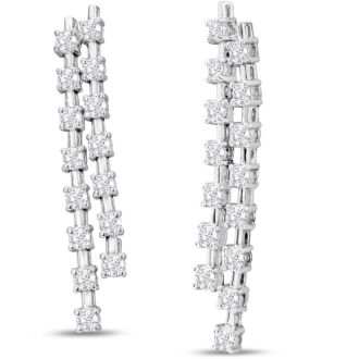 1 3/4 Carat Diamond Drop Earrings In 14 Karat White Gold