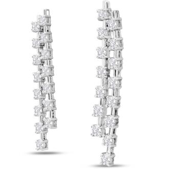 1 3/4 Carat Diamond Drop Earrings In 14 Karat White Gold
