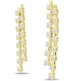 1 3/4 Carat Diamond Drop Earrings In 14 Karat Yellow Gold
