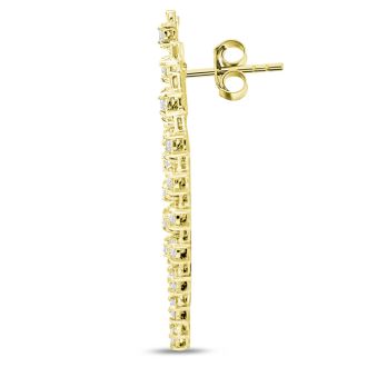 1 3/4 Carat Diamond Drop Earrings In 14 Karat Yellow Gold