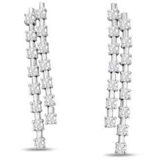 1 3/4 Carat Lab Grown Diamond Drop Earrings In 14 Karat White Gold