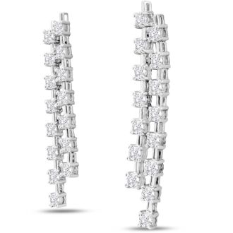 1 3/4 Carat Lab Grown Diamond Drop Earrings In 14 Karat White Gold