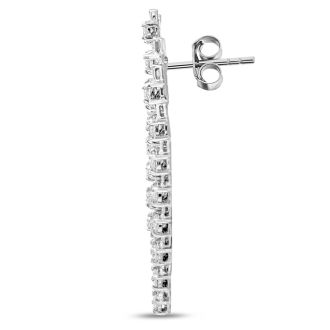 1 3/4 Carat Lab Grown Diamond Drop Earrings In 14 Karat White Gold