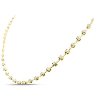 3.20 Carat Lab Grown Diamond Space Necklace In 14 Karat Yellow Gold, 17 Inches