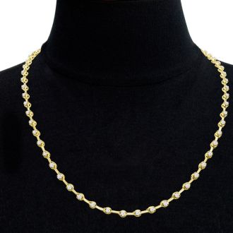 3.20 Carat Lab Grown Diamond Space Necklace In 14 Karat Yellow Gold, 17 Inches