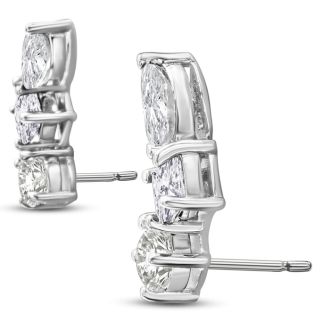 1 1/3 Carat Diamond Cluster Ear Climbers In 14 Karat White Gold