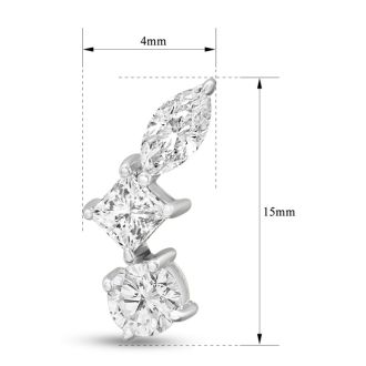 1 1/3 Carat Diamond Cluster Ear Climbers In 14 Karat White Gold