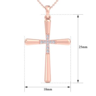 0.08 Carat Diamond Cross Necklace In 14K Rose Gold, 18 Inches