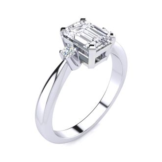 2 1/2 Carat Octagon Shape Moissanite and Diamond Ring In Sterling Silver