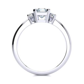 2 1/2 Carat Octagon Shape Moissanite and Diamond Ring In Sterling Silver