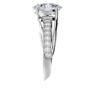 1 1/2 Carat Oval Shape Moissanite and Diamond Ring In Sterling Silver