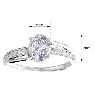 1 1/2 Carat Oval Shape Moissanite and Diamond Ring In Sterling Silver