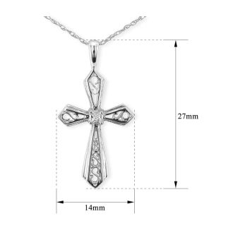 Filigree Diamond Cross Pendant in 10k White Gold