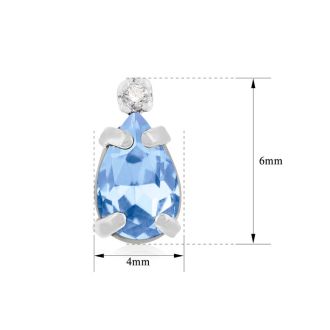 1ct Pear Shaped Blue Topaz and Diamond Earrings in 14k White Gold
