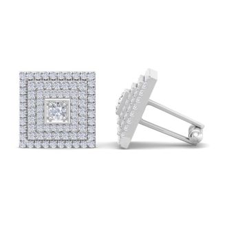 3 1/2 Carat Diamond Cufflinks For Men In 14 Karat White Gold