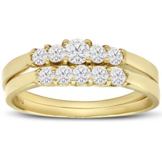 1/2ct Diamond Bridal Set With .12ct Center Diamond in 14k Yellow Gold
