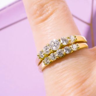 1/2ct Diamond Bridal Set With .12ct Center Diamond in 14k Yellow Gold