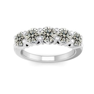 Estate Jewelry 2 Carat Five Lab Grown Diamond Wedding Band In Platinum, Size 8