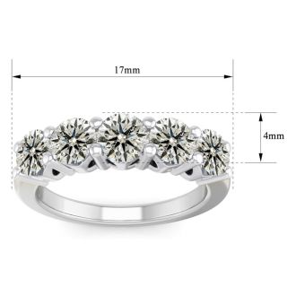 Estate Jewelry 2 Carat Five Lab Grown Diamond Wedding Band In Platinum, Size 8