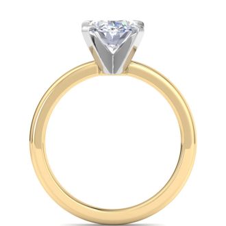 2 Carat Oval Shape Lab Grown Diamond Ring In 14K Yellow Gold, Solitaire