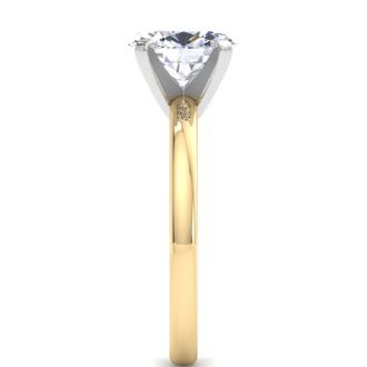 2 Carat Oval Shape Lab Grown Diamond Ring In 14K Yellow Gold, Solitaire