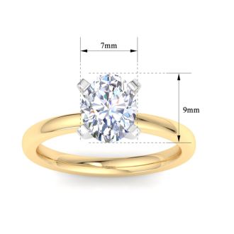 2 Carat Oval Shape Lab Grown Diamond Ring In 14K Yellow Gold, Solitaire
