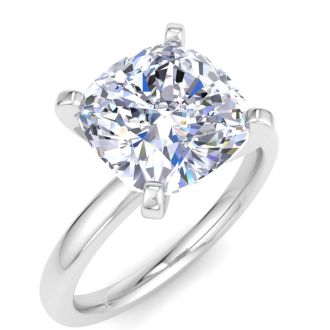 3 Carat Cushion Cut Lab Grown Diamond Ring In 14K White Gold, Solitaire