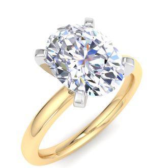 3 Carat Oval Shape Lab Grown Diamond Ring In 14K Yellow Gold, Solitaire