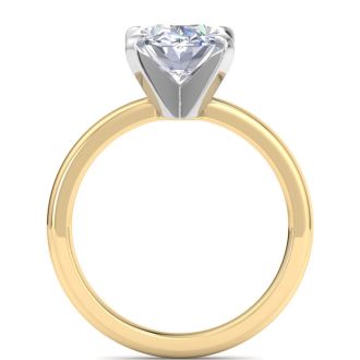 3 Carat Oval Shape Lab Grown Diamond Ring In 14K Yellow Gold, Solitaire