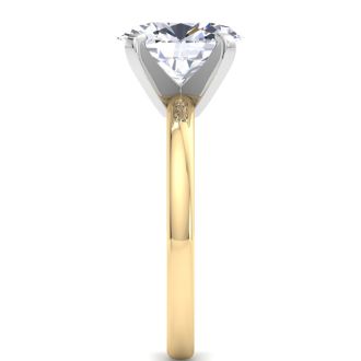 3 Carat Oval Shape Lab Grown Diamond Ring In 14K Yellow Gold, Solitaire