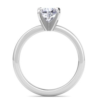1 Carat Cushion Cut Lab Grown Diamond Ring In 14K White Gold, Solitaire