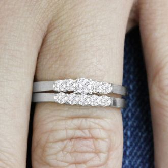1/2ct Diamond Bridal Set With .12ct Center Diamond in 14k White Gold