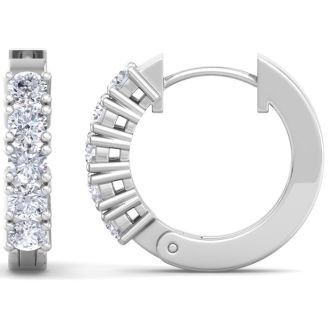 1/2 Carat Diamond Mens Hoop Earrings In 14 Karat White Gold