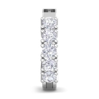 1/4 Carat Diamond Single Mens Hoop Earring In 14 Karat White Gold