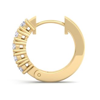 1/4 Carat Diamond Single Mens Hoop Earring In 14 Karat Yellow Gold