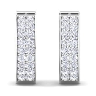 1/2 Carat Diamond Mens Hoop Earrings In 14 Karat White Gold