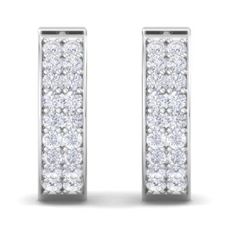 1/2 Carat Diamond Mens Hoop Earrings In 14 Karat White Gold