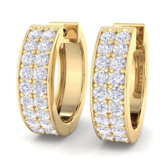 1/2 Carat Diamond Mens Hoop Earrings In 14 Karat Yellow Gold